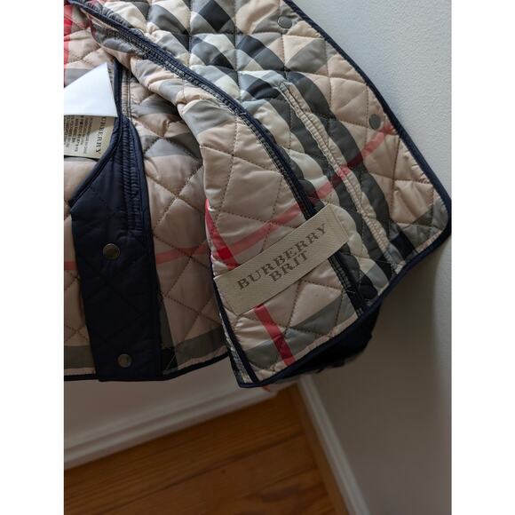 Burberry Women's Kencott Quilted Jacket Navy Blue Sz Small - Picture 4 of 6